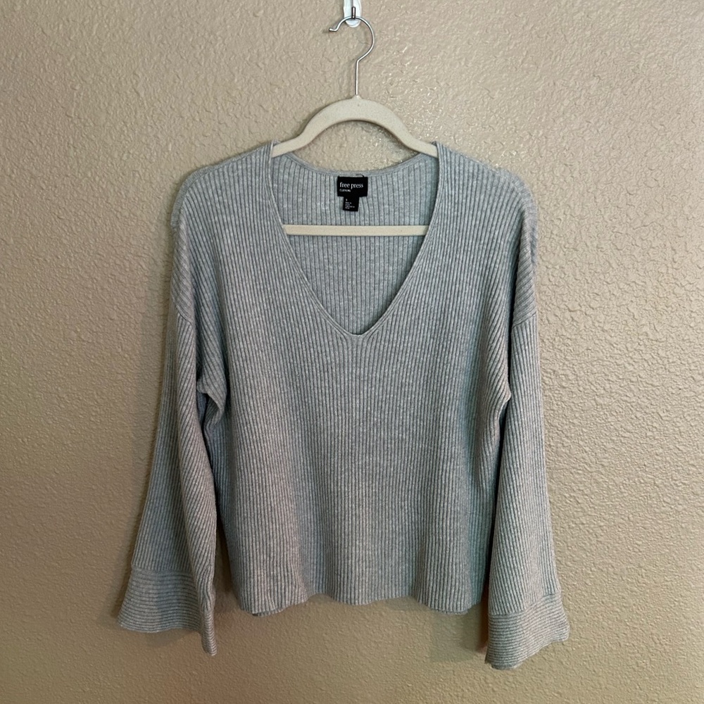 Bell Sleeve Light Gray Sweater